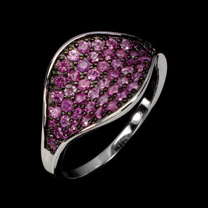 925 Sterling Silver Ring Pink Sapphire Round Diamond Cut Gemstone Jewelry Size 6