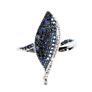 925 Sterling Silver Ring Sapphire Round Diamond Cut Topaz Gemstone Jewelry Sz 7
