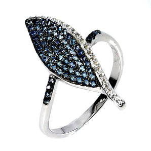925 Sterling Silver Ring Sapphire Round Diamond Cut Topaz Gemstone Jewelry Sz 7