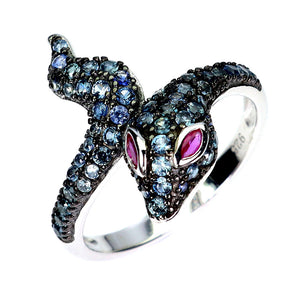 925 Sterling Silver Ring Blue Sapphire Round Diamond Cut Ruby Gemstone Jewelry 7