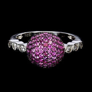 925 Sterling Silver Ring Ruby Myanmar Round Diamond Cut Topaz Gemstone Jewelry 7