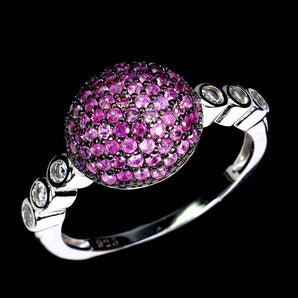 925 Sterling Silver Ring Ruby Myanmar Round Diamond Cut Topaz Gemstone Jewelry 7
