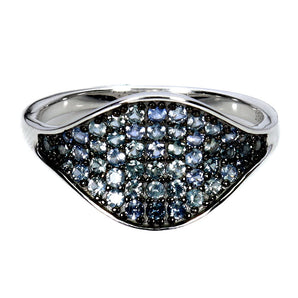 925 Sterling Silver Ring Blue Sapphire Round Diamond Cut Gemstone Jewelry Size 7