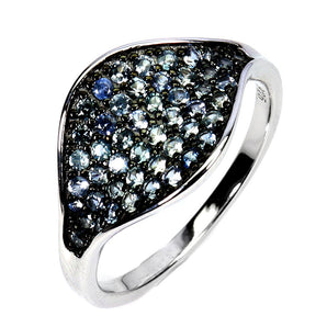 925 Sterling Silver Ring Blue Sapphire Round Diamond Cut Gemstone Jewelry Size 7