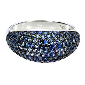 925 Sterling Silver Ring Blue Sapphire Round Diamond Cut Gemstone Jewelry Size 7