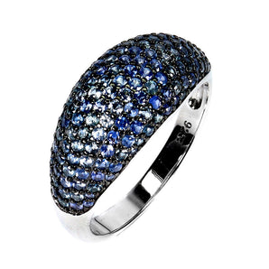925 Sterling Silver Ring Blue Sapphire Round Diamond Cut Gemstone Jewelry Size 7