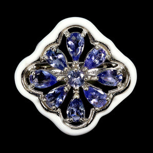 925 Sterling Silver Ring Pear Tanzanite 5x3mm Natural Gemstone Jewelry Size 7