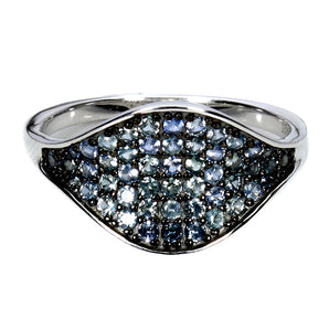 925 Sterling Silver Ring Blue Sapphire Round Diamond Cut Gemstone Jewelry Size 7