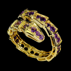 925 Sterling Silver Ring Round Amethyst 3mm Natural Gemstone Jewelry Size 9