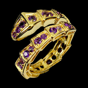 925 Sterling Silver Ring Round Amethyst 3mm Natural Gemstone Jewelry Size 9