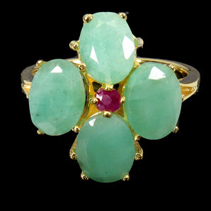 925 Sterling Silver Ring Oval Emerald 8x6mm Ruby Gemstone Jewelry Size 6.5
