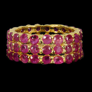 925 Sterling Silver Ring Round Ruby 2mm Natural Gemstone Jewelry Size 8