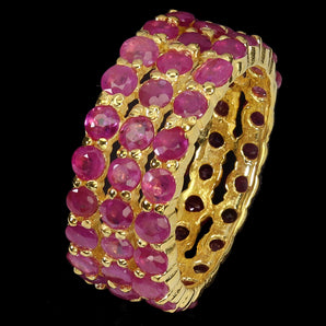 925 Sterling Silver Ring Round Ruby 2mm Natural Gemstone Jewelry Size 8