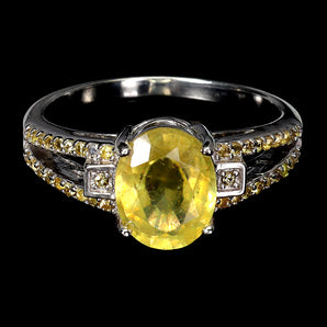 925 Sterling Silver Ring Oval Yellow Sapphire 9x7mm Sapphire Gemstone Jewelry 7