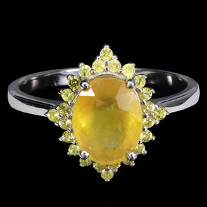 925 Sterling Silver Ring Oval Yellow Sapphire 9x7mm Sapphire Gemstone Jewelry 8