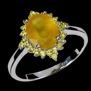 925 Sterling Silver Ring Oval Yellow Sapphire 9x7mm Sapphire Gemstone Jewelry 8