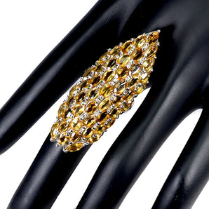 925 Sterling Silver Ring Marquise Citrine Natural Gemstone Jewelry Size 8