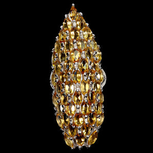 925 Sterling Silver Ring Marquise Citrine Natural Gemstone Jewelry Size 8