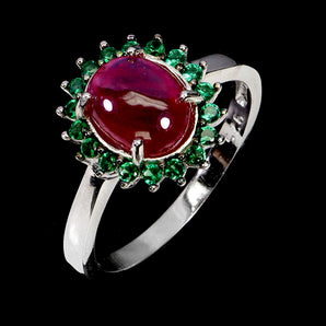 925 Sterling Silver Ring Oval Ruby 8x6mm Natural Gemstone Jewelry Size 9
