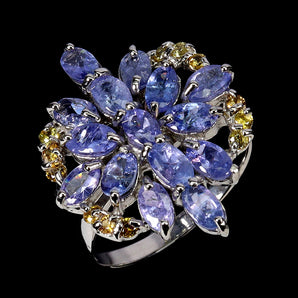 925 Sterling Silver Ring Oval Tanzanite 5x3mm Sapphire Gemstone Jewelry Size 9