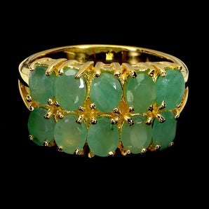 925 Sterling Silver Ring Oval Emerald 5x4mm Natural Gemstone Jewelry Size 9