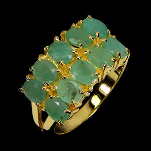 925 Sterling Silver Ring Oval Emerald 5x4mm Natural Gemstone Jewelry Size 9