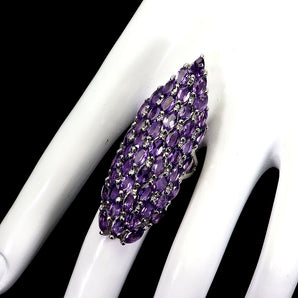 925 Sterling Silver Ring Marquise Amethyst Natural Gemstone Jewelry Size 8.5