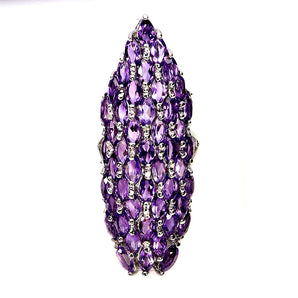 925 Sterling Silver Ring Marquise Amethyst Natural Gemstone Jewelry Size 8.5