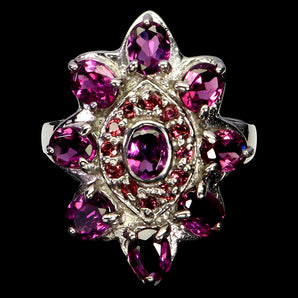 925 Sterling Silver Ring Oval Rhodolite Garnet 5x4mm Gemstone Jewelry Size 8