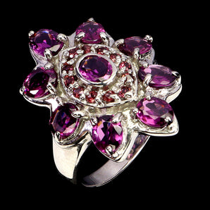 925 Sterling Silver Ring Oval Rhodolite Garnet 5x4mm Gemstone Jewelry Size 8