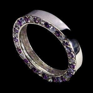 925 Sterling Silver Ring Round Amethyst Tanzanite Natural Gemstone Jewelry 8.5