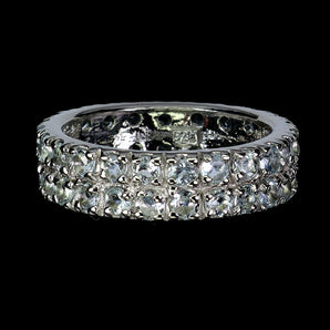 925 Sterling Silver Ring Round Aquamarine Natural Gemstone Jewelry Size 8.5