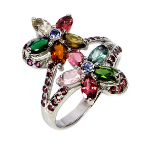 925 Sterling Silver Ring Oval Tourmaline 5x3mm Tanzanite Gemstone Jewelry Size 9
