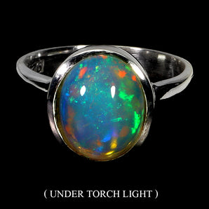 925 Sterling Silver Ring Oval Fire Opal 11x9mm Handmade Gemstone Jewelry Size 7