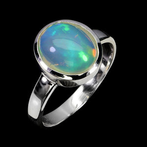 925 Sterling Silver Ring Oval Fire Opal 11x9mm Handmade Gemstone Jewelry Size 9