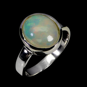 925 Sterling Silver Ring Oval Fire Opal 11x9mm Handmade Gemstone Jewelry Size 7