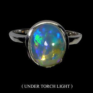 925 Sterling Silver Ring Oval Fire Opal 11x9mm Handmade Gemstone Jewelry Size 7