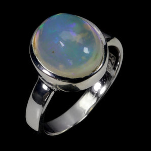 925 Sterling Silver Ring Oval Fire Opal 11x9mm Handmade Gemstone Jewelry Size 7