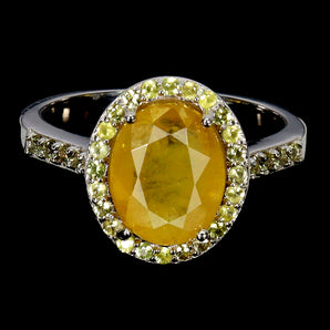 925 Sterling Silver Ring Oval Yellow Sapphire 10x8mm Sapphire Gemstone Jewelry 7