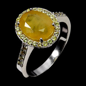 925 Sterling Silver Ring Oval Yellow Sapphire 10x8mm Sapphire Gemstone Jewelry 7