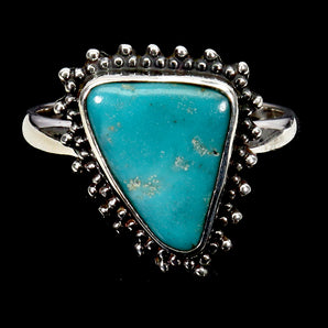 925 Sterling Silver Ring Fancy Turquoise 13x11mm Handmade Gemstone Jewelry 8.5