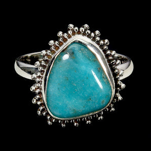 925 Sterling Silver Ring Fancy Turquoise 13x10mm Handmade Gemstone Jewelry Sz 9