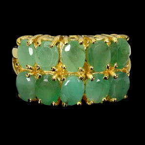 925 Sterling Silver Ring Oval Emerald 5x4mm Natural Gemstone Jewelry Size 7