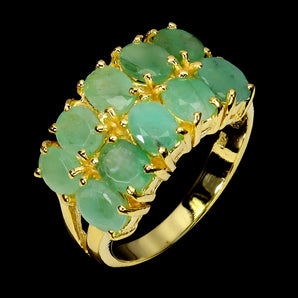 925 Sterling Silver Ring Oval Emerald 5x4mm Natural Gemstone Jewelry Size 7