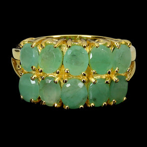925 Sterling Silver Ring Oval Emerald 5x4mm Natural Gemstone Jewelry Size 8