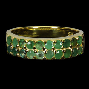 925 Sterling Silver Ring Round Emerald 2mm Natural Gemstone Jewelry Size 8.5