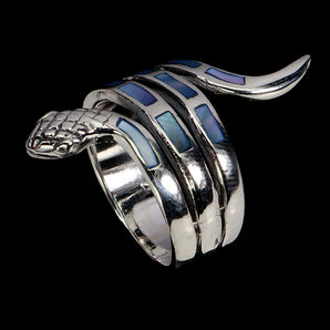 925 Sterling Silver Ring Fancy Mother Of Pearl Cobra Gemstone Jewelry Size 6.5