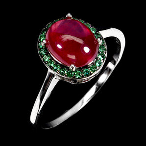 925 Sterling Silver Ring Oval Ruby 9x7mm Natural Gemstone Jewelry Size 8