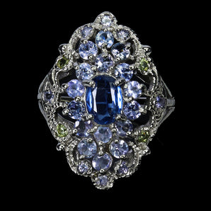 925 Sterling Silver Ring Oval Kyanite 7x5mm Tanzanite Gemstone Jewelry Size 8