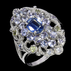 925 Sterling Silver Ring Oval Kyanite 7x5mm Tanzanite Gemstone Jewelry Size 8